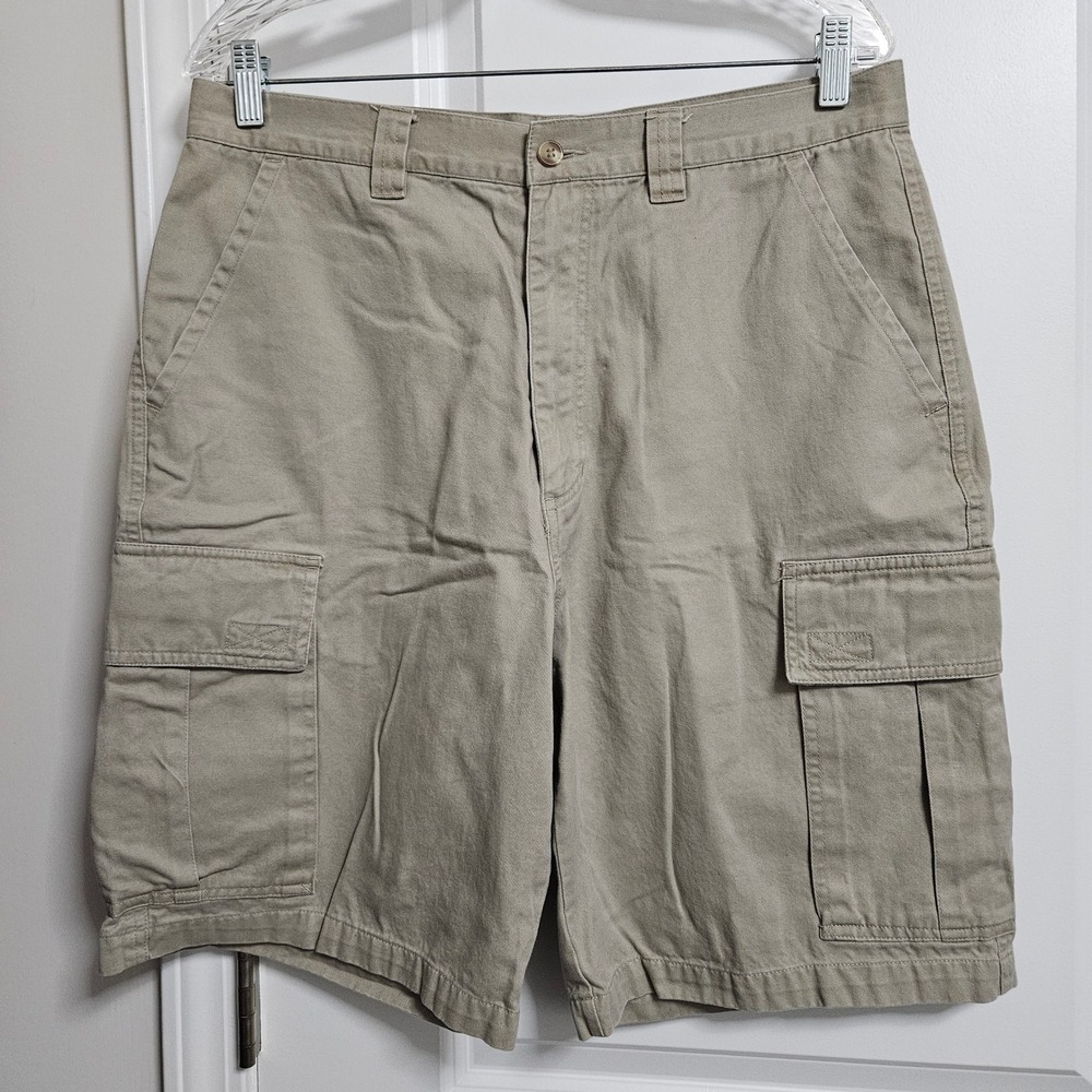 Premier International Cargo Shorts Mens 34 Khaki Tan Cotton Twill Utility Hiking